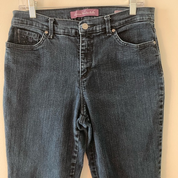 Gloria Vanderbilt Amanda Stellar Jeans Size 12 Short Beaded Pockets Tapered Leg - Picture 4 of 10